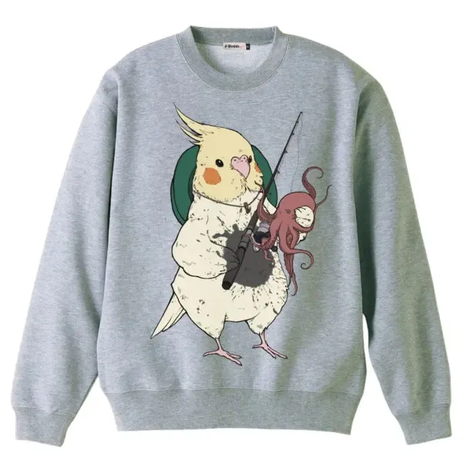 どでかプリントトレーナー|オカメインコ「今日はたこ焼き」